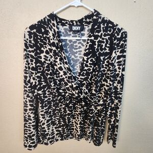 DKNY Animal Print Women's Blouse XL (5694)